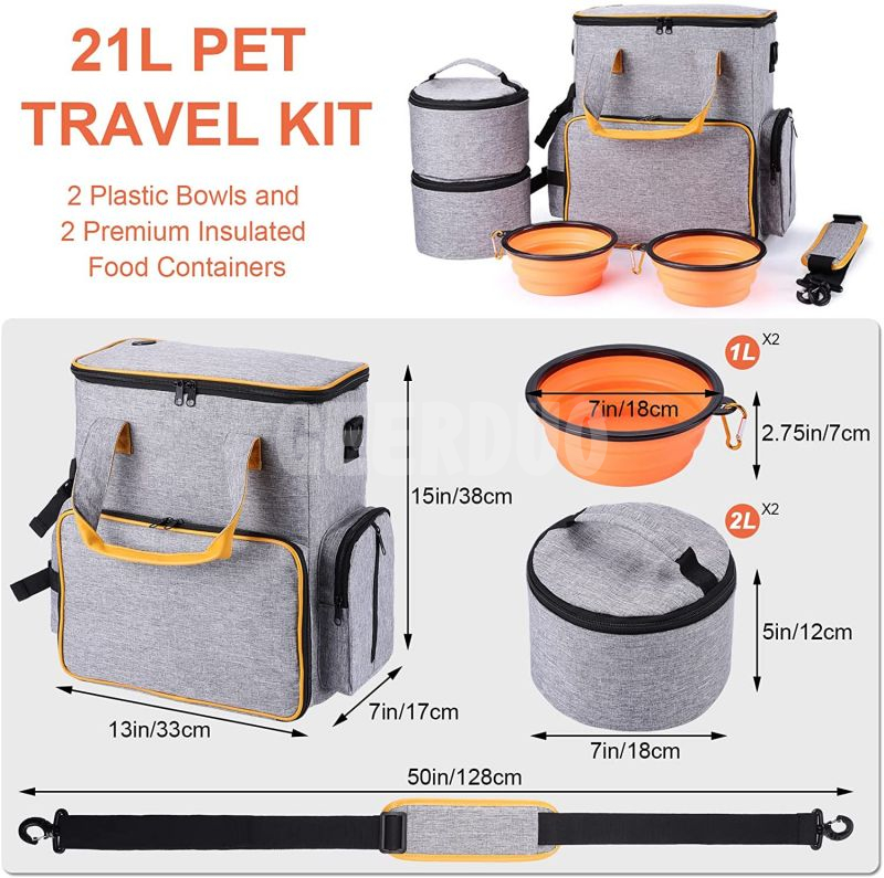Bolsa de viaje para perros con 2 bolsas de comida para perros GRDBT- 8