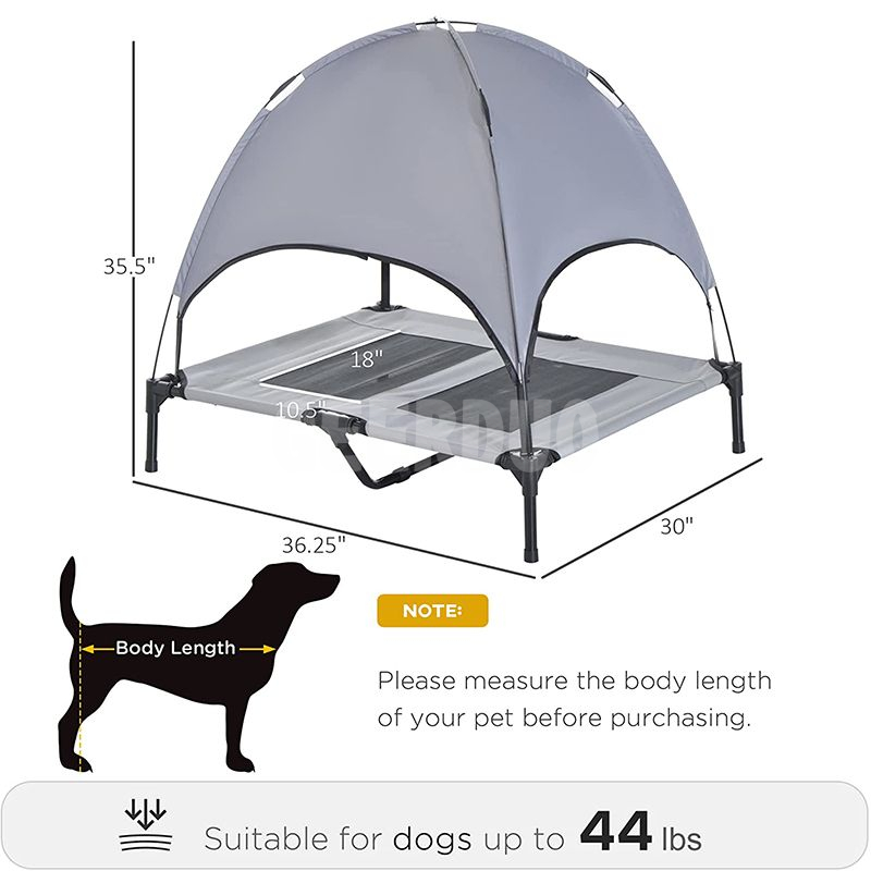 Cama elevada para mascotas con toldo de protección UV GRDDE-3