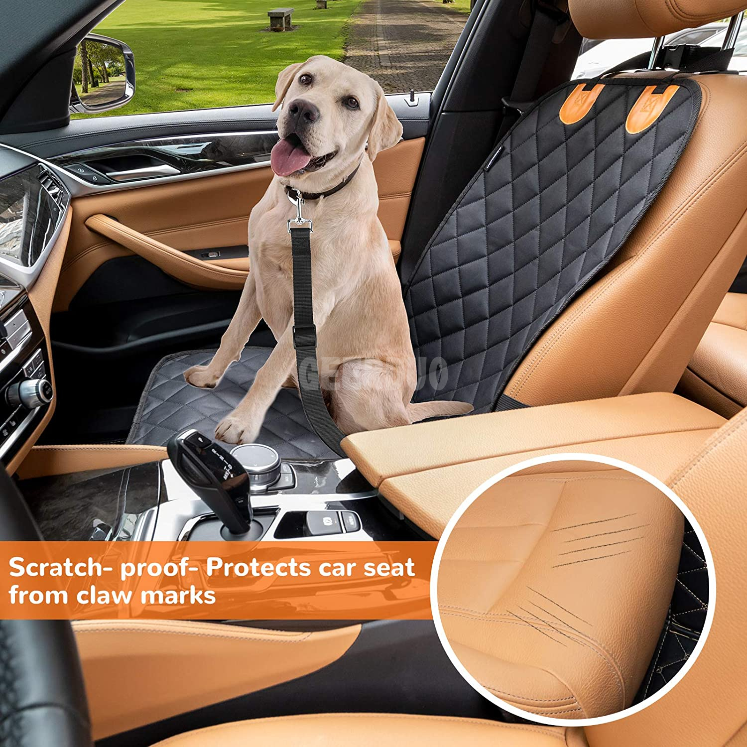  Protector de asiento de coche antideslizante para mascotas, funda de asiento delantero para perros para coches GRDSF-8