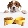 Cuenco de alimentación doble para mascotas elevado de cerámica respetuoso con el medio ambiente de lujo GRDFB-3