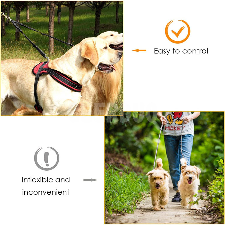Entrenamiento para caminar con correa doble para perros con rotación giratoria de 360 ​​° para 2 perros GRDHL-12