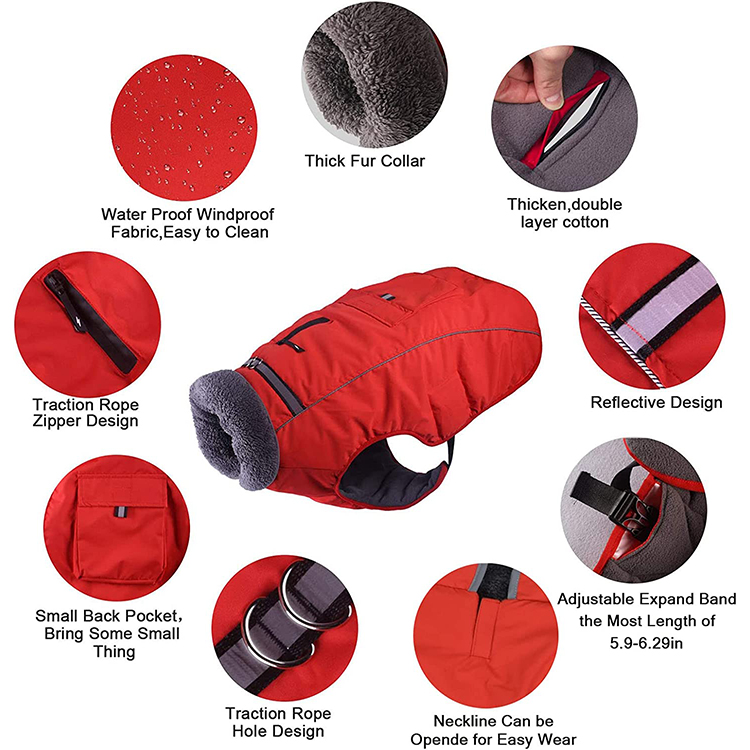 Abrigos reflectantes impermeables para perros a prueba de viento para clima frío, GRDAC-7