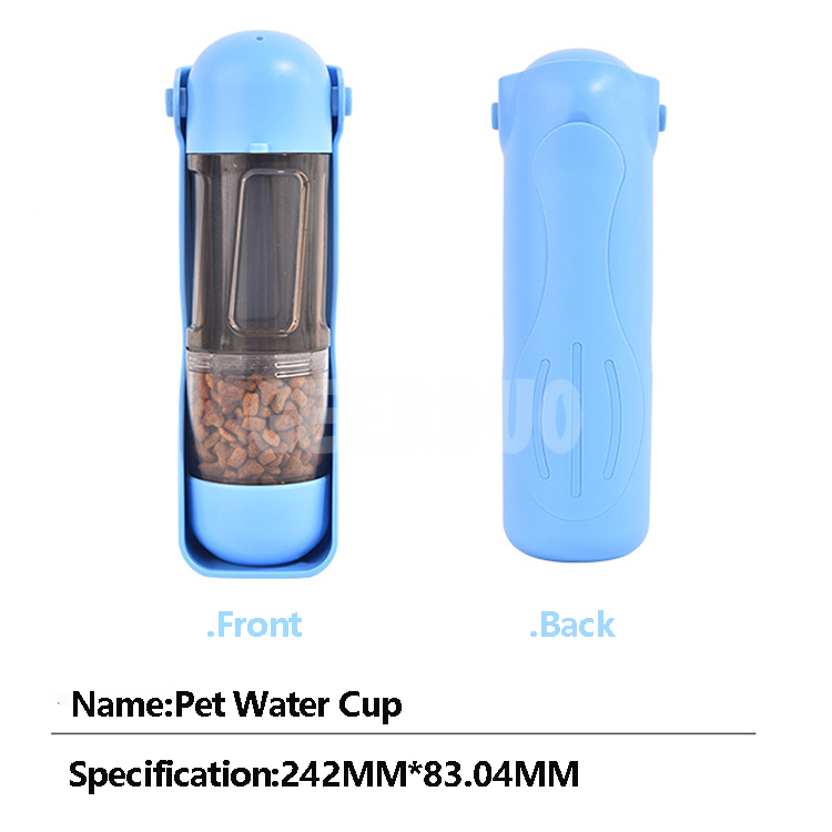 Botella de comida de agua de viaje para mascotas multifuncional 4 en 1 GRDWB-4