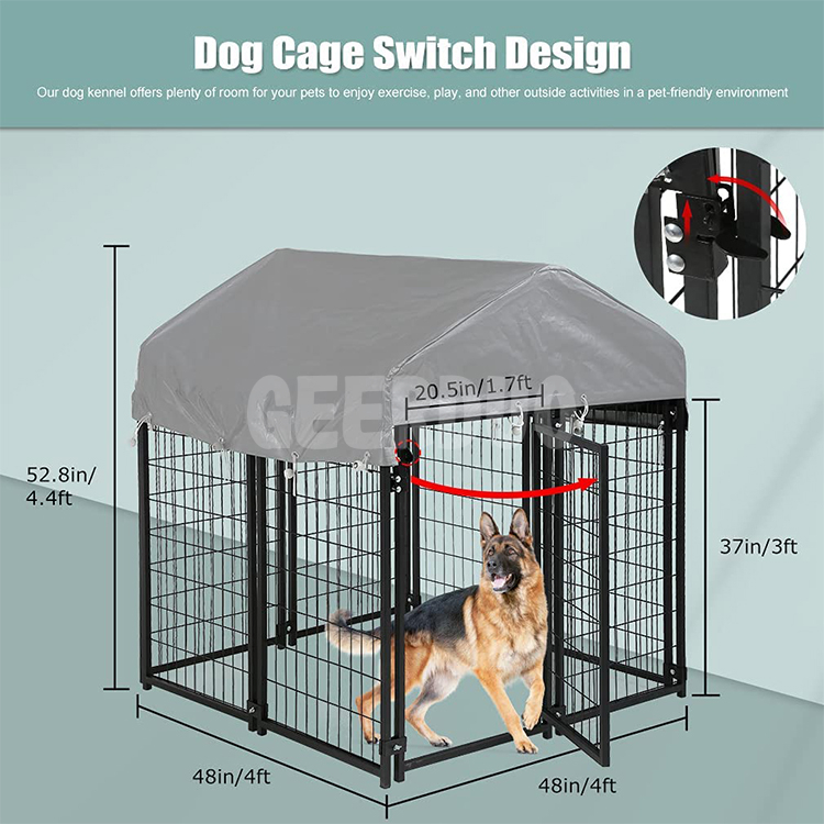 Cubierta de jaula para perros de doble puerta con cubierta impermeable de protección UV y techo GRDCO-5