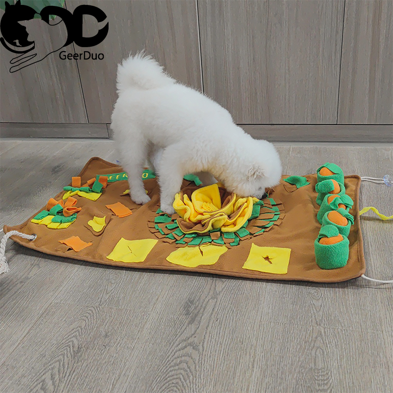 Alfombrillas de alimentación para mascotas interactivas plegables con flores GRDFM-10