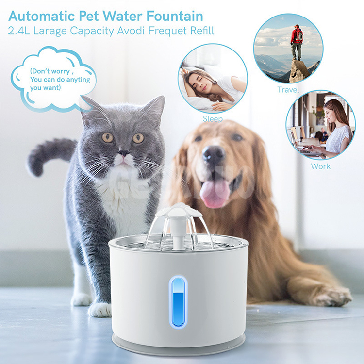 Fuente de agua para gatos de acero inoxidable, fuente para mascotas con bomba inteligente GRDWF-3