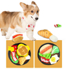 Juego de juguetes interactivos chirriantes para masticar perros divertidos en forma de comida GRDTD-3