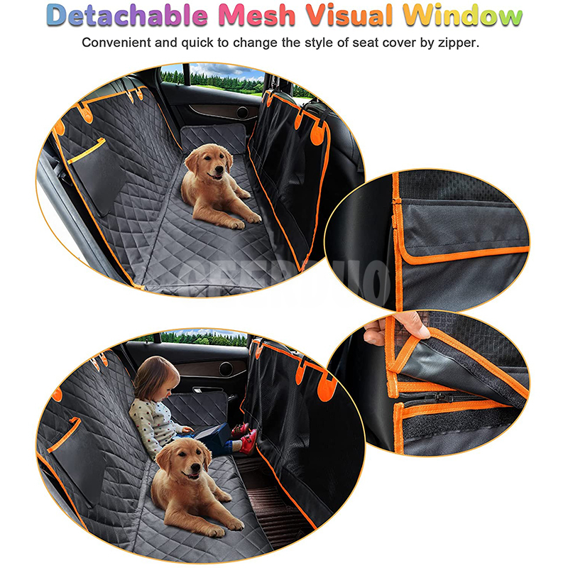 Cubierta de asiento para perros con ventana de malla desmontable GRDSB-11