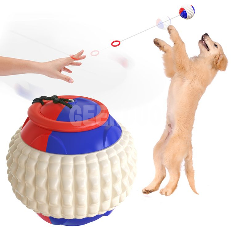 La pelota de entrenamiento para perros que se lanza a mano incluye una cuerda de tracción retráctil automática GRDTD-1