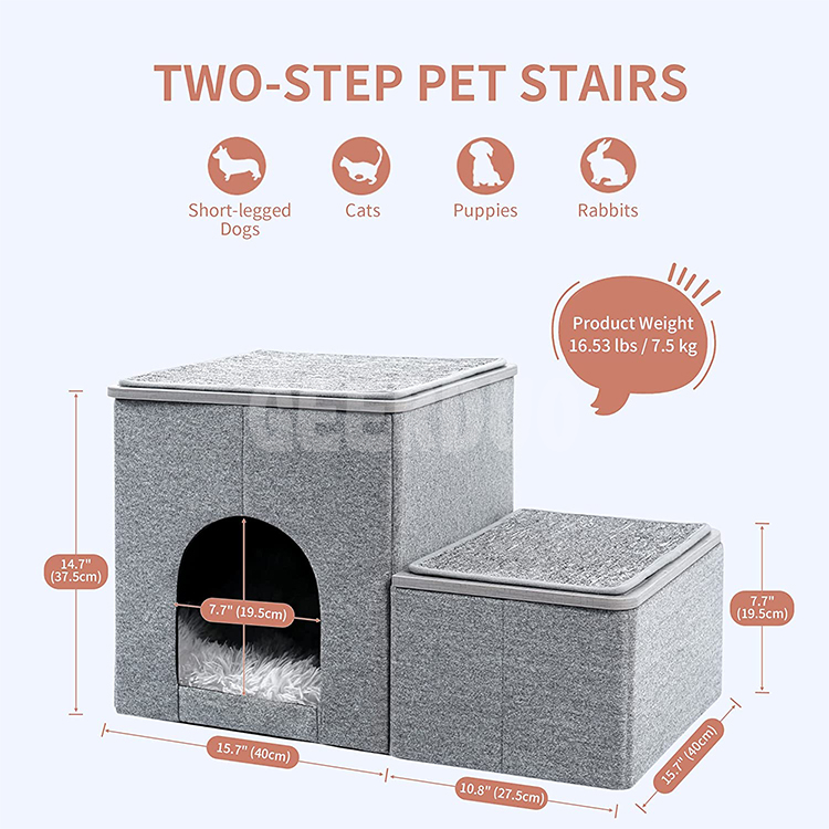 Escaleras para mascotas para camas altas y sofás Máquina plegable con cubierta de condominio de almacenamiento de juguetes GRDCS-6