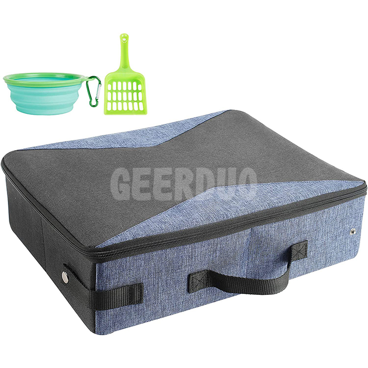 Caja de arena para gatos de viaje plegable portátil con tapa y asa estándar GRDGL-6