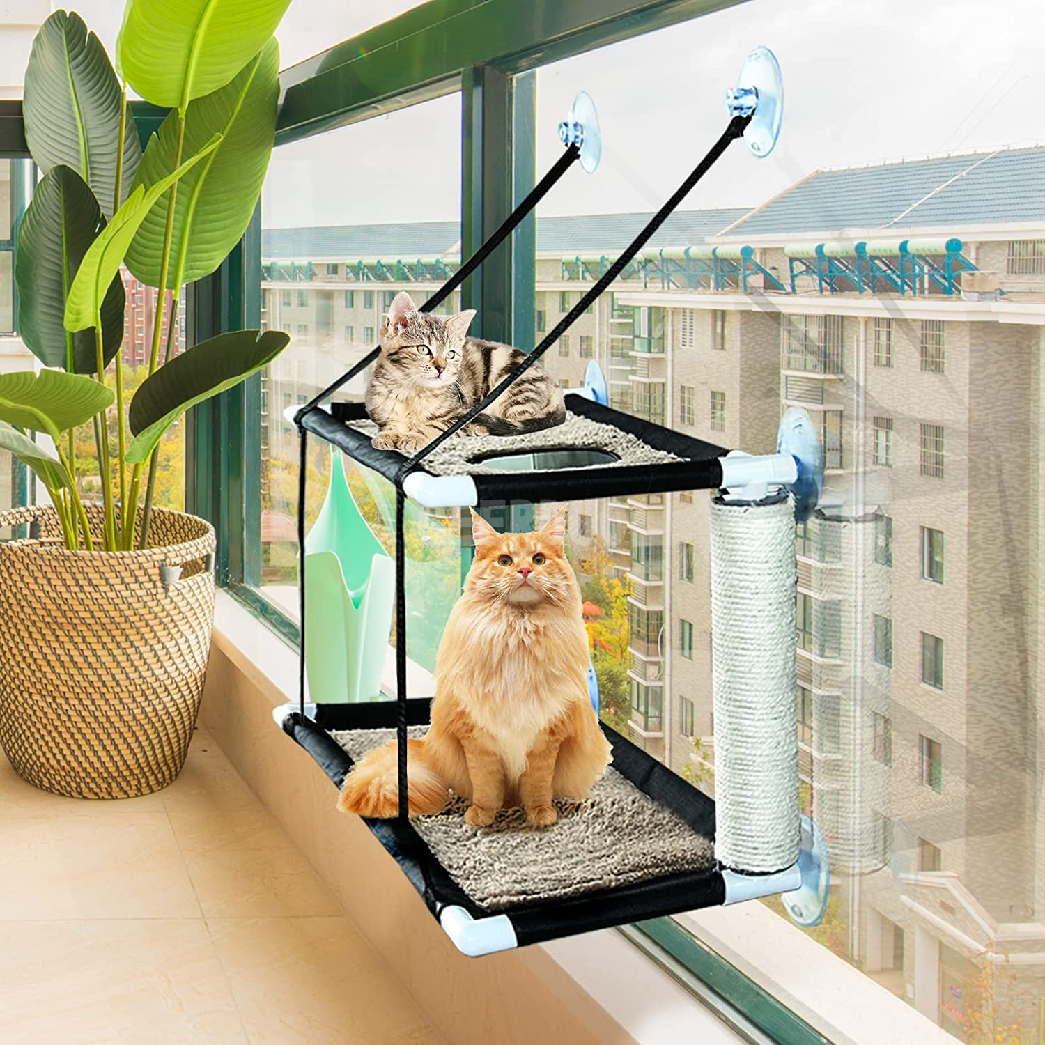 Cat Window Perch Camas de ventana para gatos de doble capa GRDDH-9