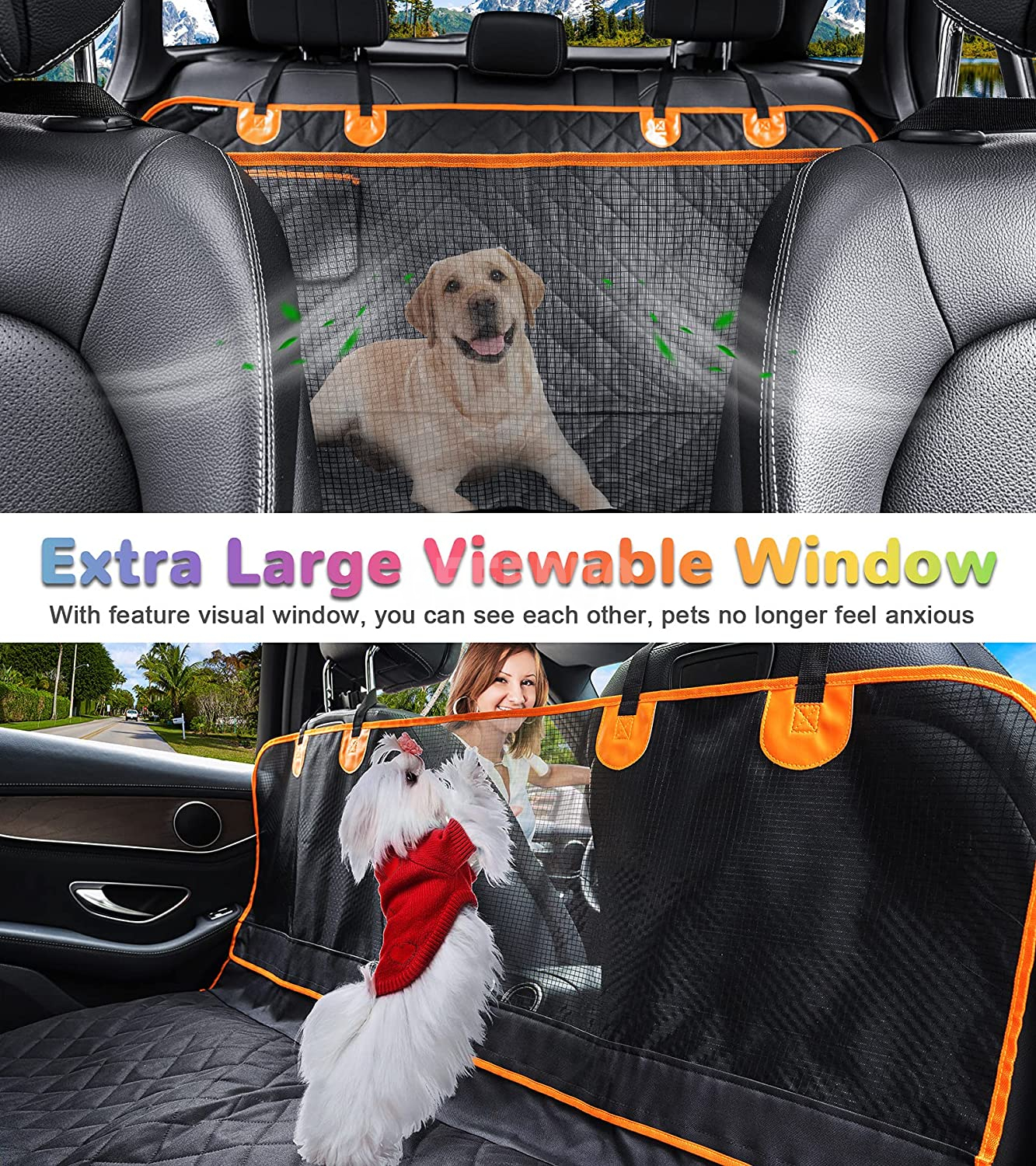 Cubierta de asiento para perros con ventana de malla desmontable GRDSB-11